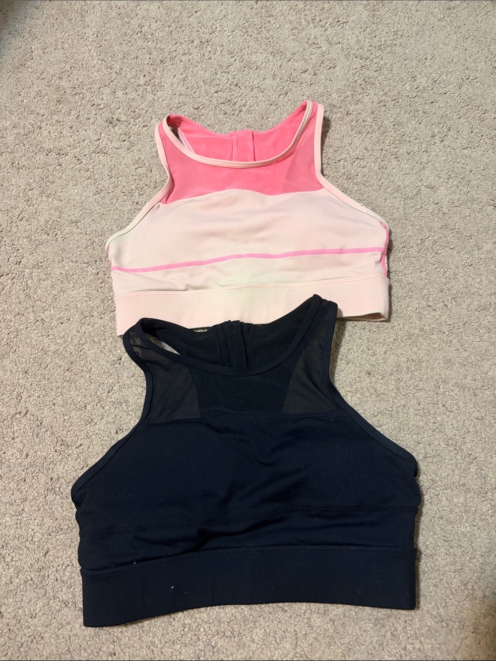 ZYIA Two-Tone High Neck Sports Crop - Pink & Black